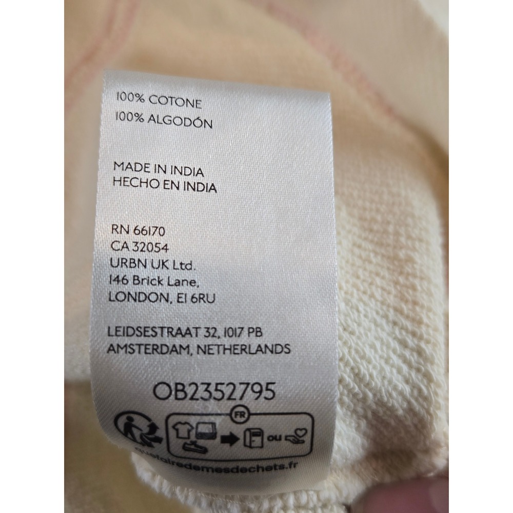 Pilcro Sweatshirt Womens Large Cream Pink Fair Isle Mixed Media Sleeve Oversized - Picture 6 of 10